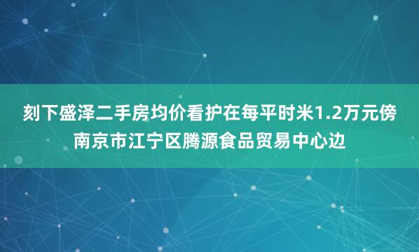 刻下盛泽二手房均价看护在每平时米1.2万元傍南京市江宁区腾源食品贸易中心边